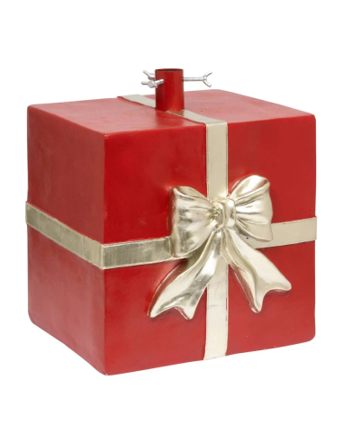 BASE ALBERO PACCO REGALO METALLO 30X27X35CM ROSSO