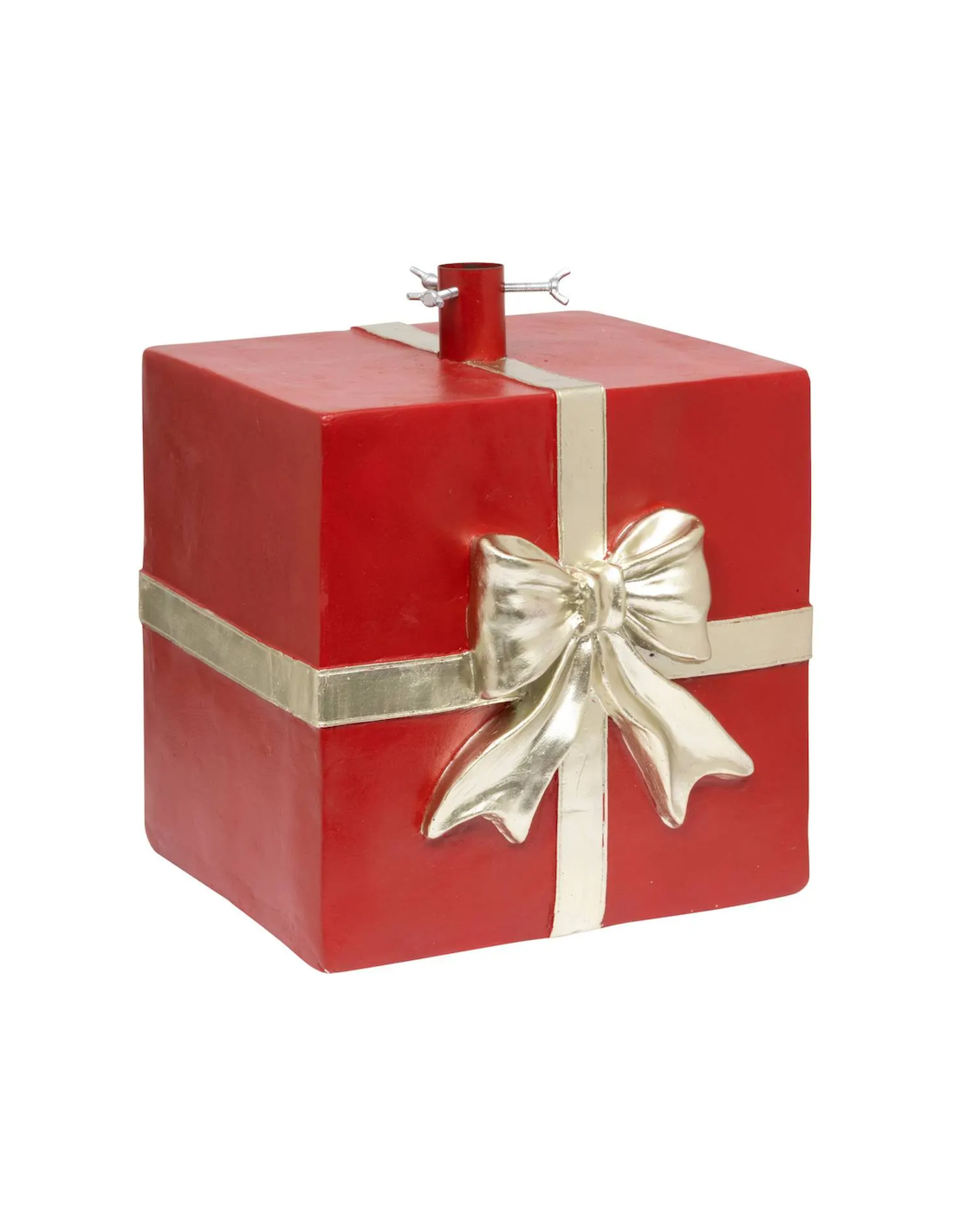 BASE ALBERO PACCO REGALO METALLO 30X27X35CM ROSSO