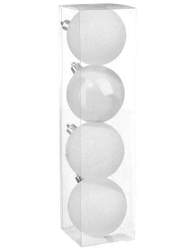 SFERE E PENDAGLI: vendita online Decorazione set 4 palline di Natale bianche D8cm Feeric Lights & Christmas - La magia di Nat...