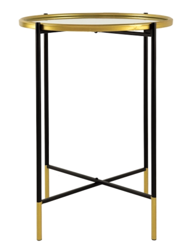 TAVOLINO 801901 1 MIS METALLO/VETRO ORO/NERO