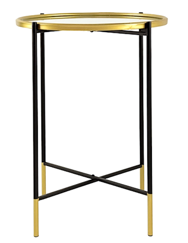 TAVOLINO 801901 2 MIS METALLO/VETRO ORO/NERO