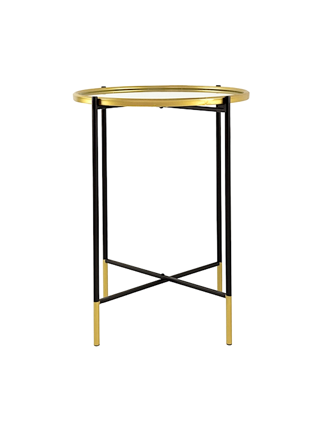 TAVOLINO 801901 2 MIS METALLO/VETRO ORO/NERO