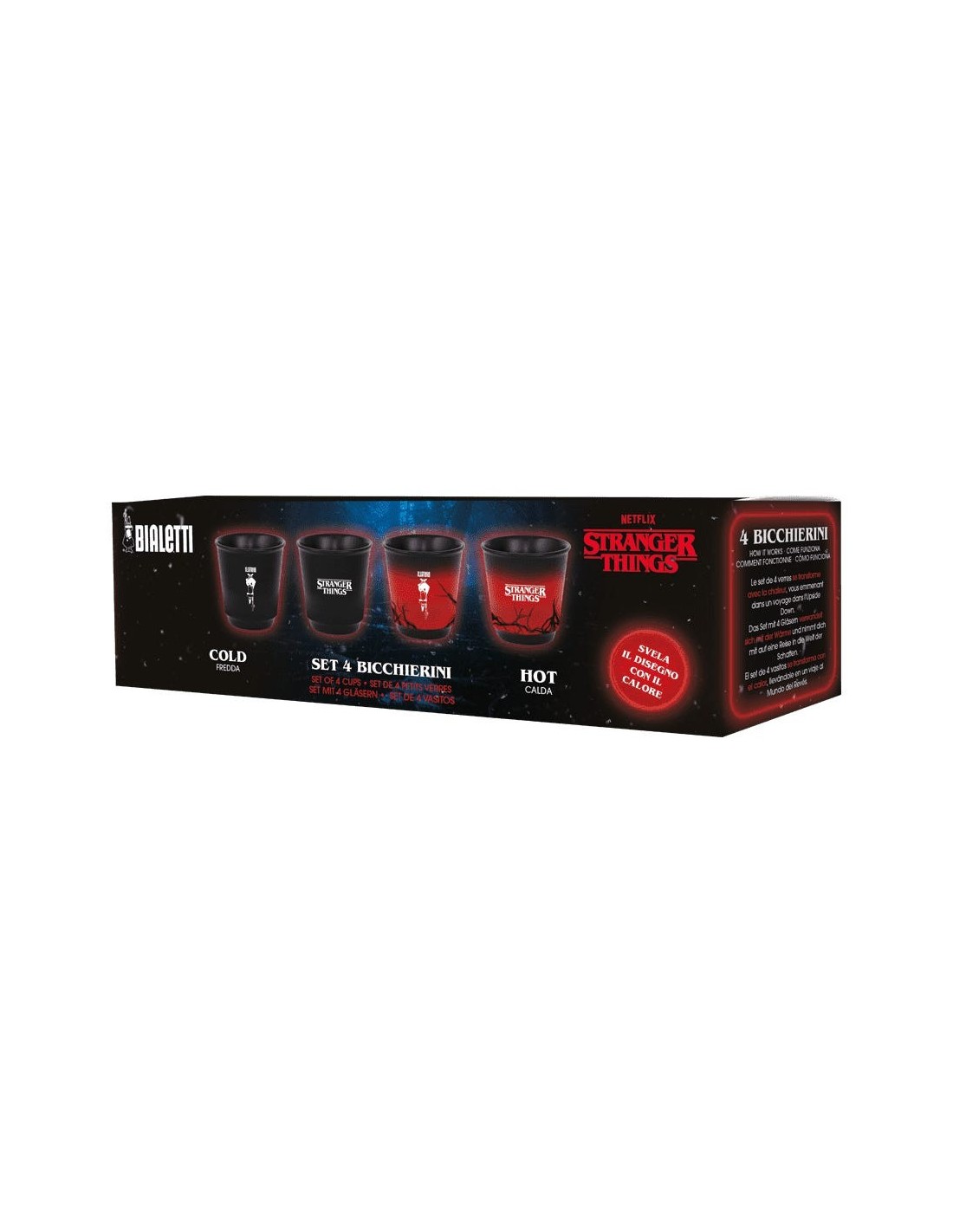 TAZZE CAFFE' E LATTE: vendita online Bialetti Stranger Things Set 4 Bicchierini Termo-Sensibili – Capsule Collection Ufficial...