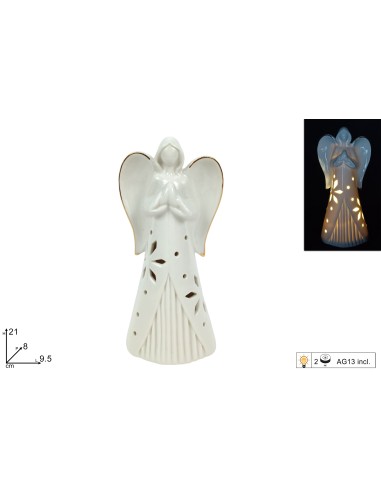 ANGELO CERAMICA 21CM DECORO ORO CON LUCE