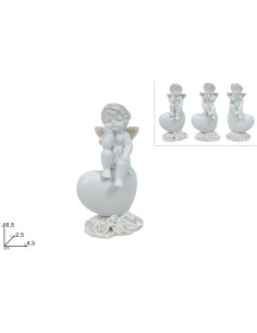 ANGELO SEDUTO SU CUORE GLITTER ORO 8,5CM ASSORTITO