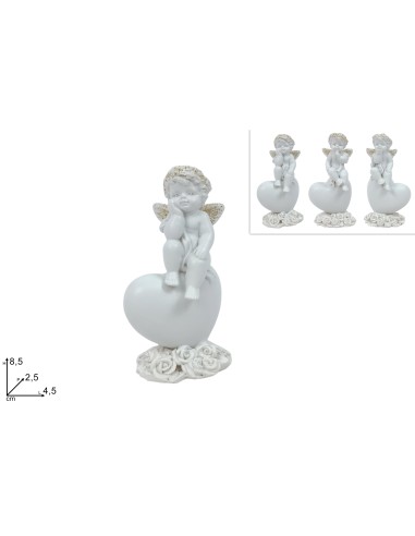 ANGELO SEDUTO SU CUORE GLITTER ORO 8,5CM ASSORTITO