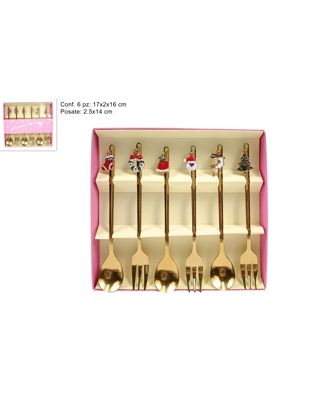 SET 6 SEGNAPOSTO FORCHETTA/CUCCHIAIO BOX ORO