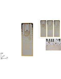 BUSTA REGALO BIANCA CON SCRITTA ORO 36X12X9CM ASSORTITO