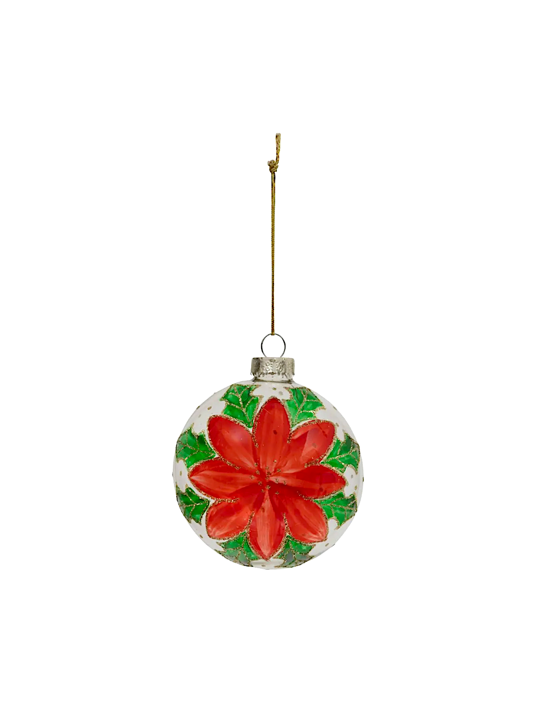 SFERE E PENDAGLI: vendita online Decorazione sfera di Natale 8cm in vetro rosso con poinsettia - La magia di Natale a casa tu...