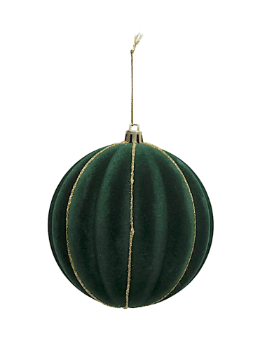 SFERE E PENDAGLI: vendita online Decorazione sfera di Natale 10cm in velluto verde/oro - La magia di Natale a casa tua in off...