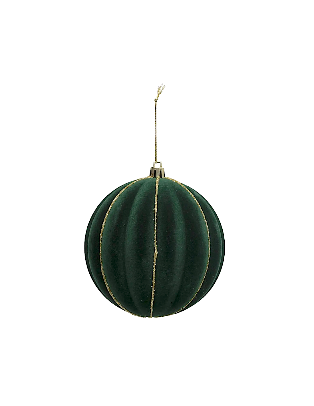 SFERE E PENDAGLI: vendita online Decorazione sfera di Natale 10cm in velluto verde/oro - La magia di Natale a casa tua in off...