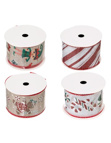 SFERE E PENDAGLI: vendita online Decorazione rotolo nastro di Natale 300cm assortito 50mm Feeric Lights & Christmas - La magi...