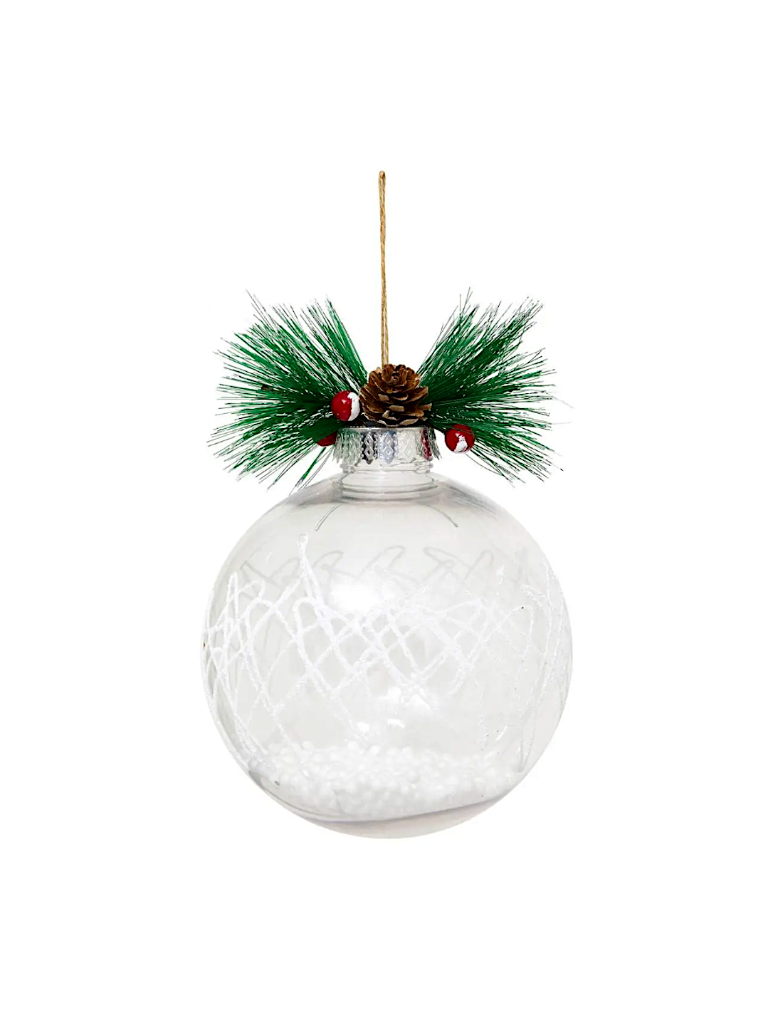 SFERE E PENDAGLI: vendita online Decorazione sfera di Natale 15cm trasparente con ramo di agrifoglio - La magia di Natale a c...