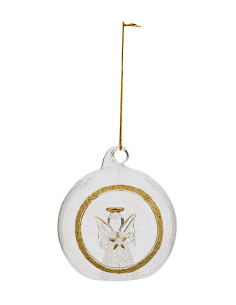 SFERE E PENDAGLI: vendita online Decorazione sfera di Natale 10cm in vetro trasparente con angelo dorato - La magia di Natale...