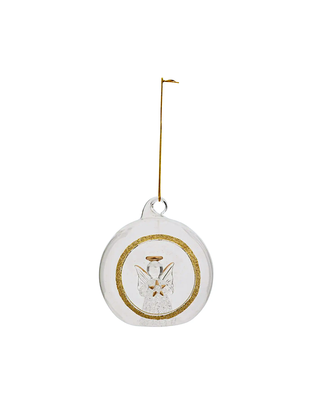 SFERE E PENDAGLI: vendita online Decorazione sfera di Natale 10cm in vetro trasparente con angelo dorato - La magia di Natale...