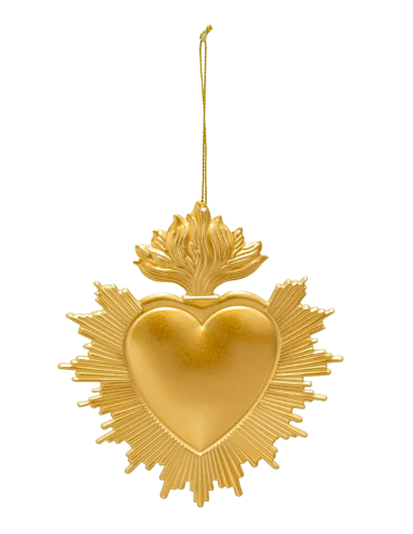 SFERE E PENDAGLI: vendita online Decorazione pendente cuore di Natale ex-voto 12x14cm in metallo dorato - La magia di Natale ...