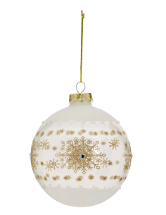 SFERE E PENDAGLI: vendita online Decorazione sfera di Natale 10cm in vetro bianco/oro - La magia di Natale a casa tua in offerta
