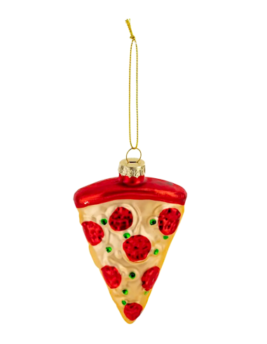 SFERE E PENDAGLI: vendita online Decorazione pendente di Natale fetta di pizza 11cm in vetro rosso/oro - La magia di Natale a...