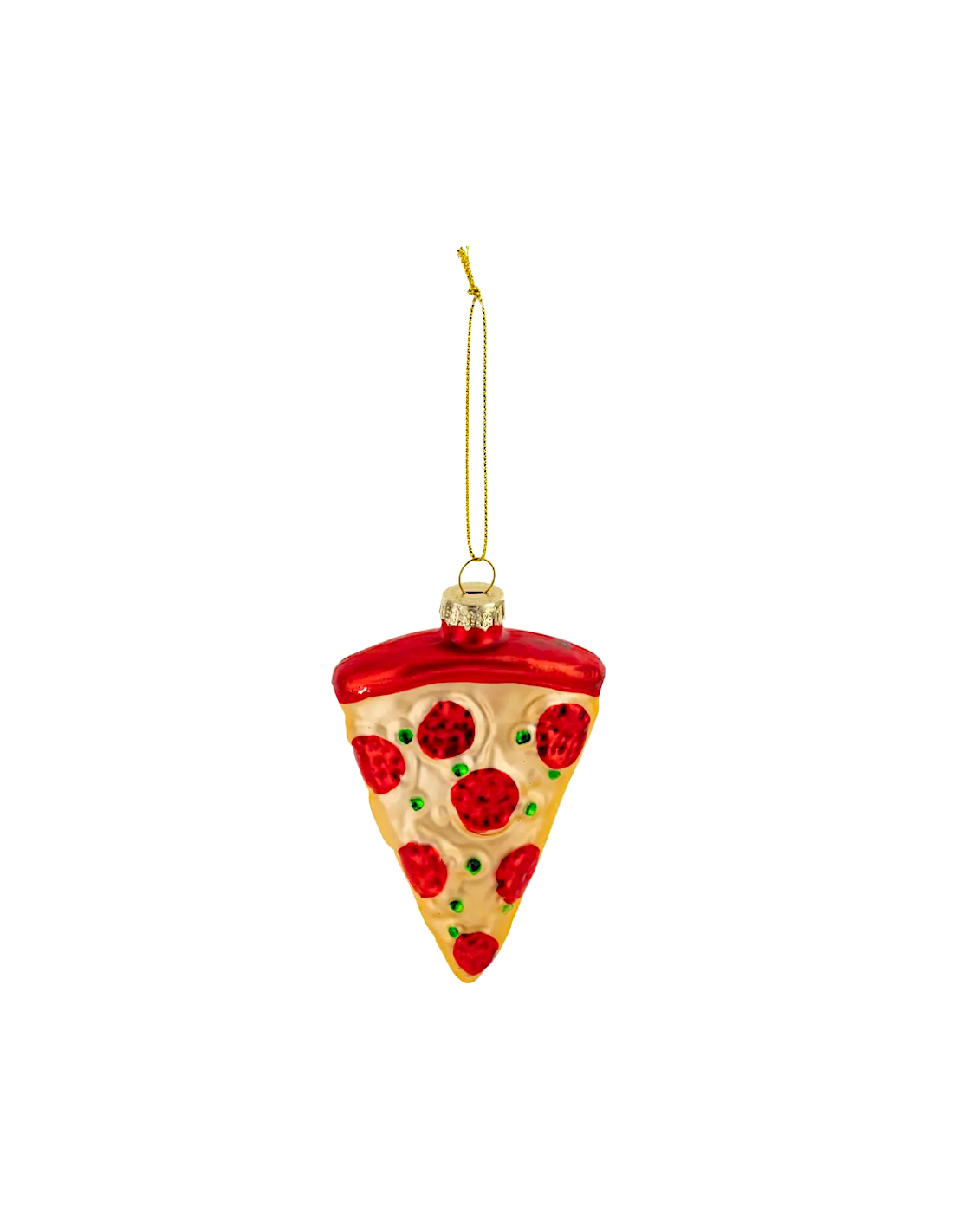 SFERE E PENDAGLI: vendita online Decorazione pendente di Natale fetta di pizza 11cm in vetro rosso/oro - La magia di Natale a...
