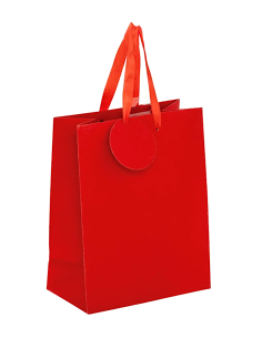 SACCHETTO REGALO ROSSO 18X10X23CM CON PAILETTES