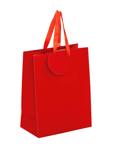 SACCHETTO REGALO ROSSO 18X10X23CM CON PAILETTES