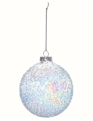 SFERE E PENDAGLI: vendita online Decorazione sfera di Natale 10cm in vetro trasparente effetto iris - La magia di Natale a ca...