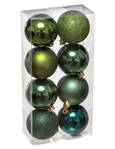CONF 8 SFERE 7CM VERDE PLASTICA