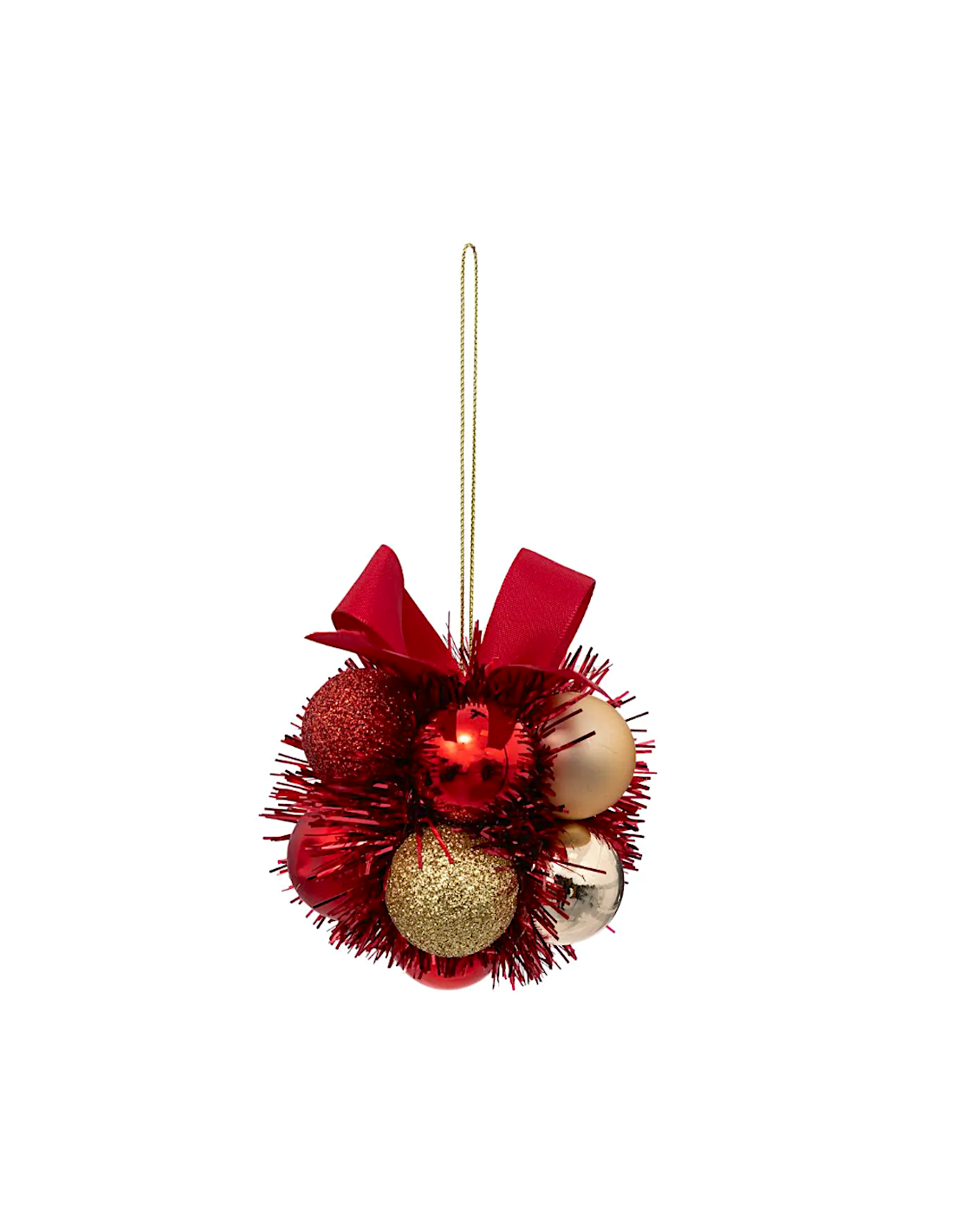 PENDENTE 11 SFERE 3CM ORO/ROSSO PLASTICA