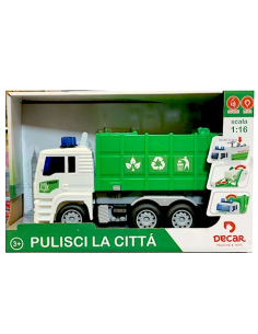 PRESCOLARI: vendita online CAMION RIFIUTI LUCI E SUONI, SCALA 1:16, VEICOLO GIOCATTOLO REALISTICO in offerta