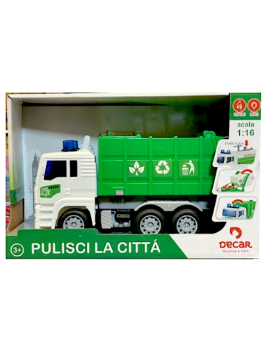 PRESCOLARI: vendita online CAMION RIFIUTI LUCI E SUONI, SCALA 1:16, VEICOLO GIOCATTOLO REALISTICO in offerta