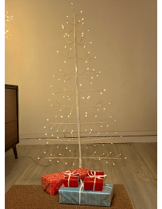 LUCI DI NATALE: vendita online Albero Conico 2D Tiglio Bianco H150cm con 186 MicroLED FlashLED, Rami Modellabili in offerta 2