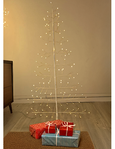 LUCI DI NATALE: vendita online Albero Conico 2D Tiglio Bianco H150cm con 186 MicroLED FlashLED, Rami Modellabili in offerta