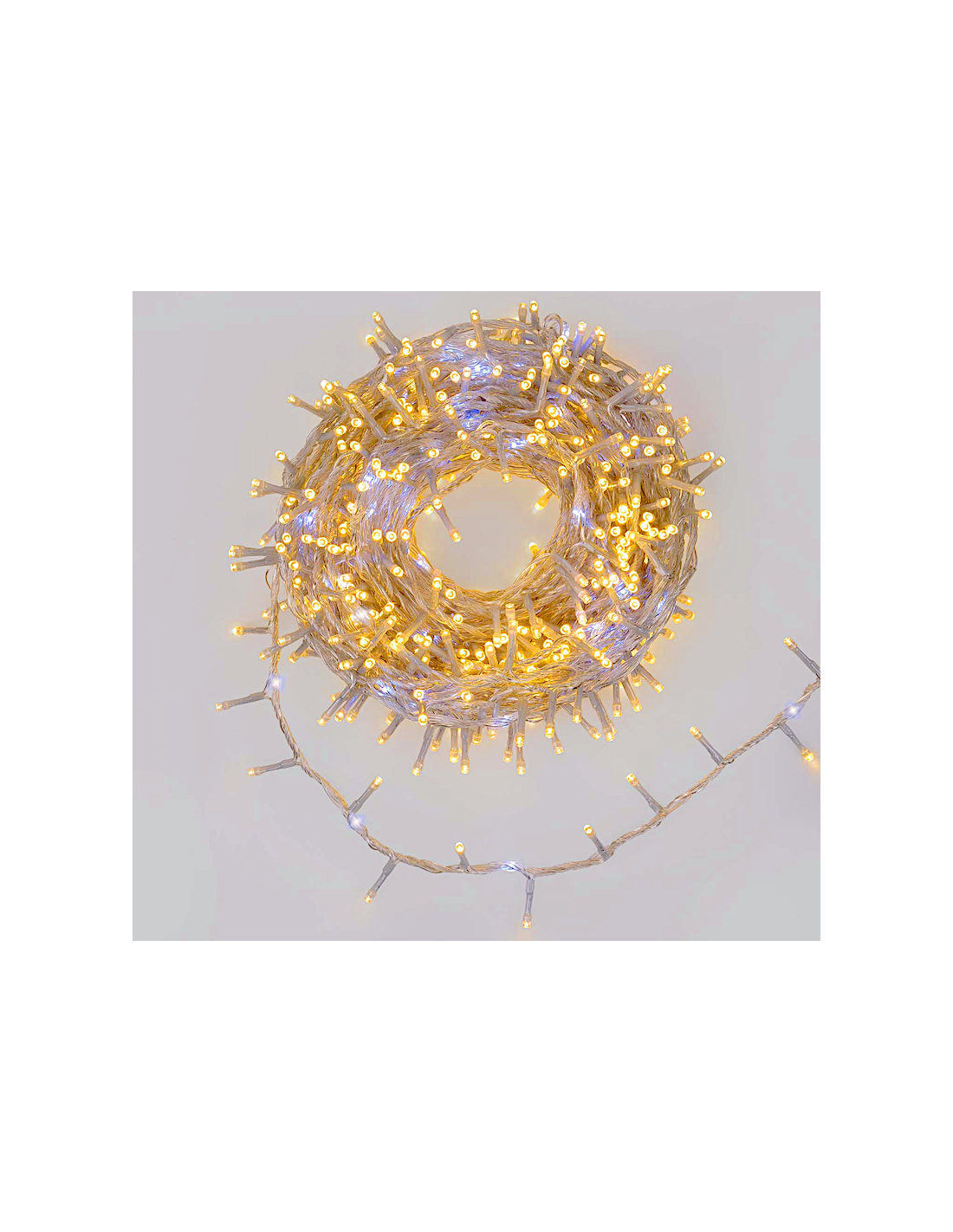 LUCI DI NATALE: vendita online Catena MiniCluster Ø6cm 30m StarFall Light 1660 LED Bianco Caldo e Bianco, Cavo Trasparente in...