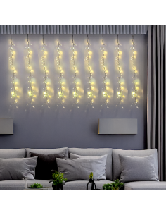 LUCI DI NATALE: vendita online Tenda StarFall Light 460xH80cm 1152 LED Bianco Caldo con Cavo Trasparente in offerta 2