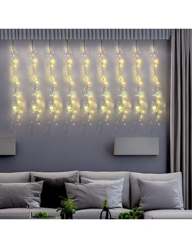 LUCI DI NATALE: vendita online Tenda StarFall Light 460xH80cm 1152 LED Bianco Caldo con Cavo Trasparente in offerta