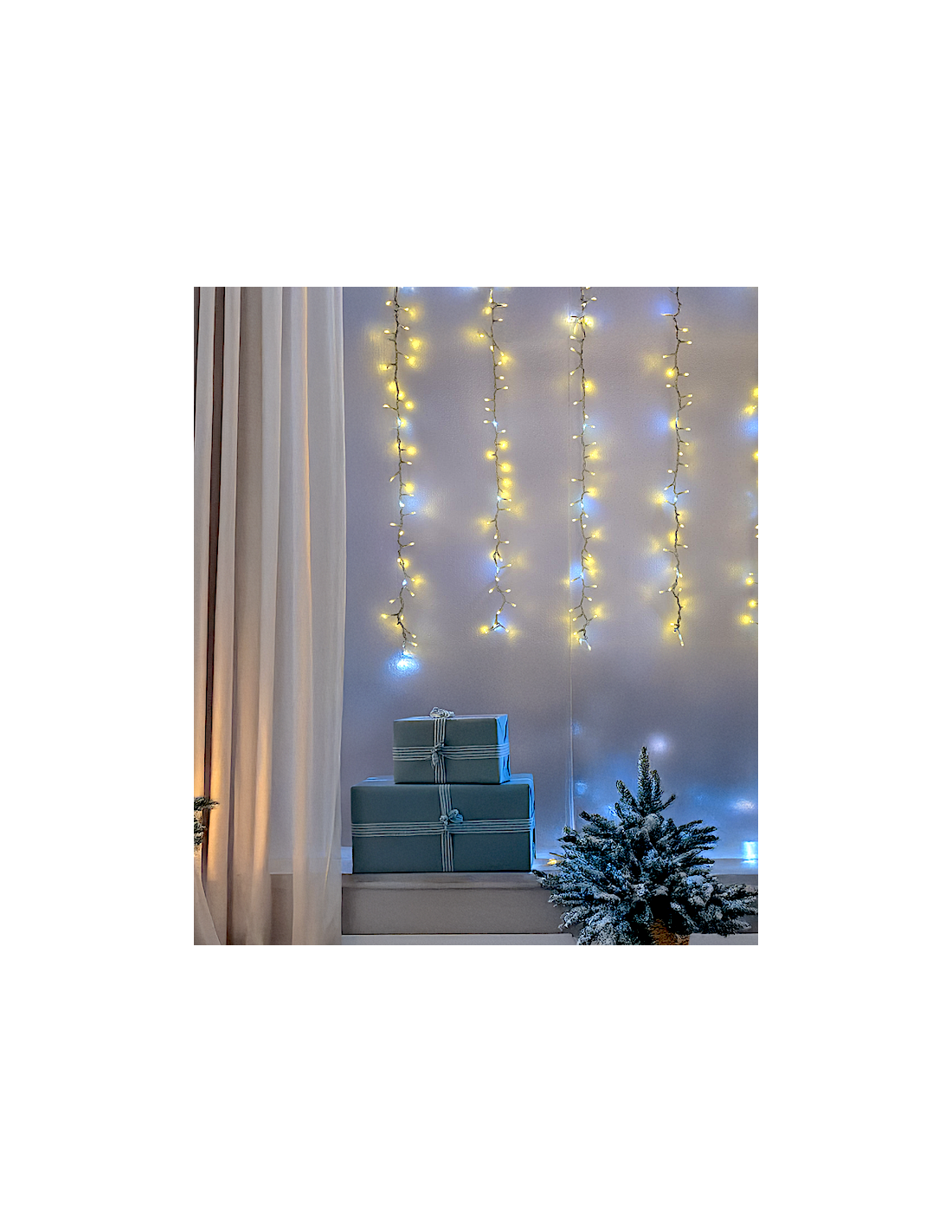 LUCI DI NATALE: vendita online Tenda StarFall Light 460xH80cm 1152 LED Bianco Caldo e Bianco Cavo Trasparente in offerta