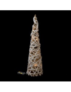 OGGETTISTICA NATALE: vendita online Albero cono di Natale bianco oro 16x60cm con 15 luci LED, decorazione luminosa elegante d... 2