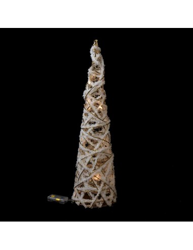OGGETTISTICA NATALE: vendita online Albero cono di Natale bianco oro 16x60cm con 15 luci LED, decorazione luminosa elegante d...