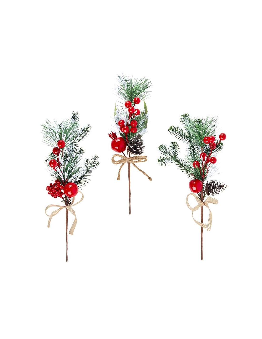 PICK: vendita online Pick natalizio Prima Neve rosso H35cm in plastica e polistirolo, decorazione con effetto neve per albero...