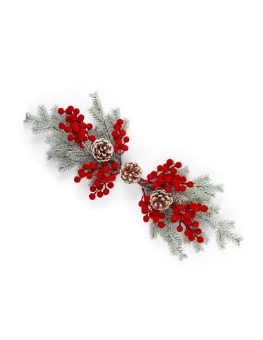 FIORI: vendita online Centrotavola natalizio innevato 70x8cm rosso floccato, decorazione in plastica e polistirolo in offerta