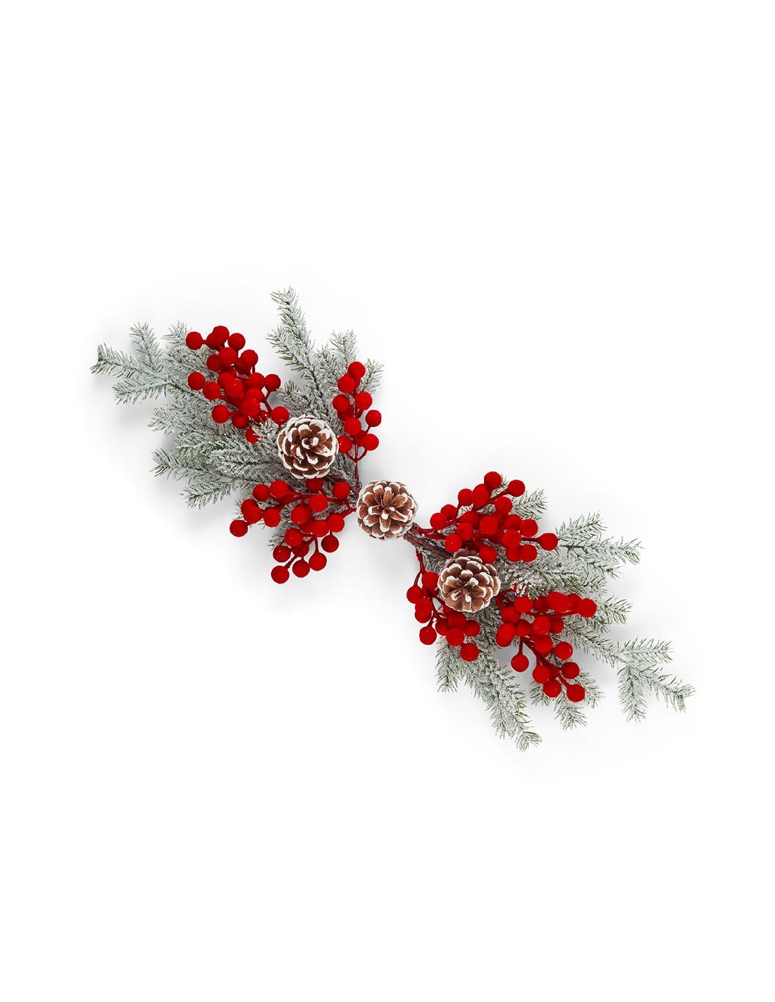 FIORI: vendita online Centrotavola natalizio innevato 70x8cm rosso floccato, decorazione in plastica e polistirolo in offerta