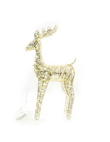 LUCI DI NATALE: vendita online Renna oro di Natale in metallo 51x19x85cm con 200 luci LED, decorazione luminosa elegante in o...