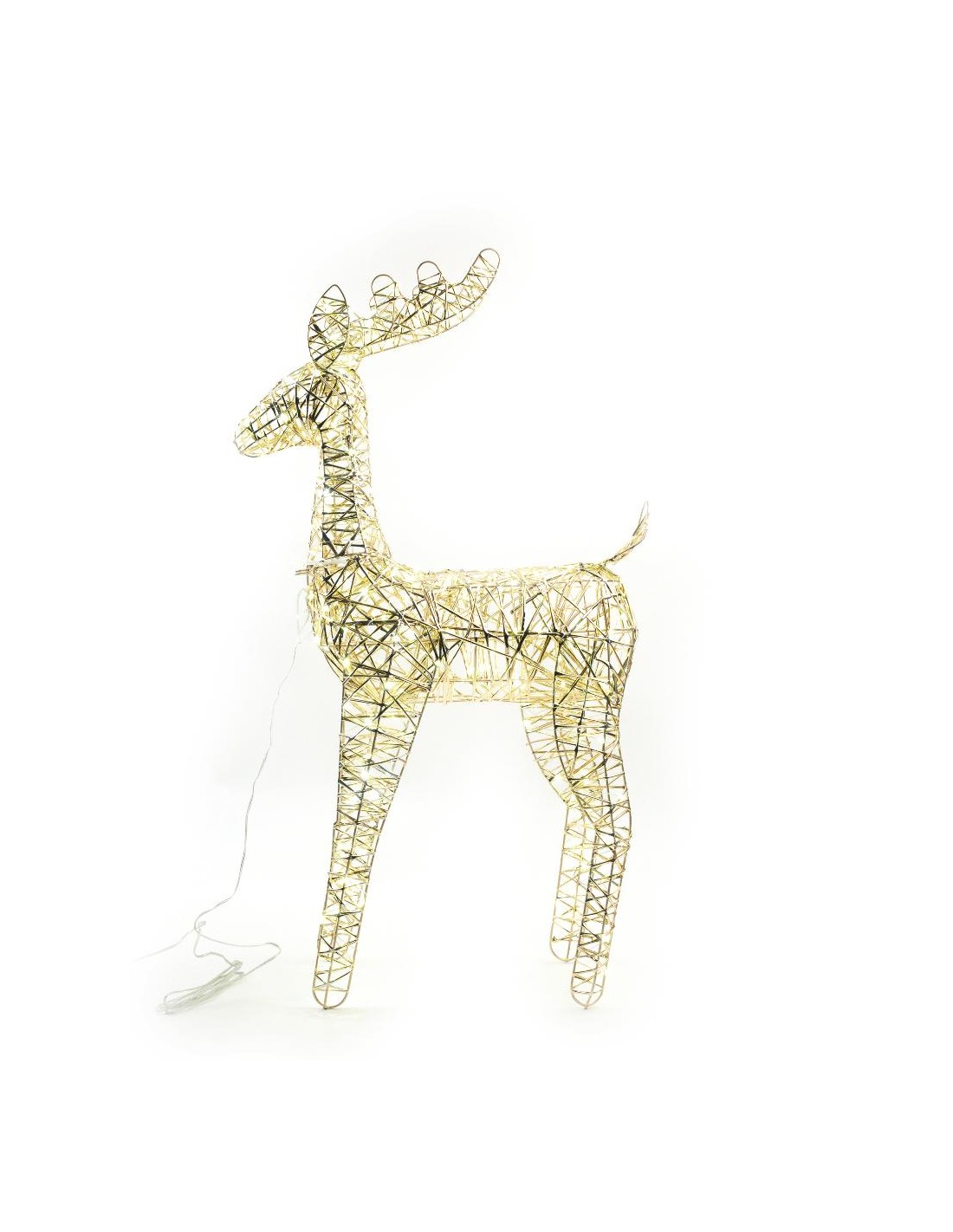LUCI DI NATALE: vendita online Renna oro di Natale in metallo 51x19x85cm con 200 luci LED, decorazione luminosa elegante in o...