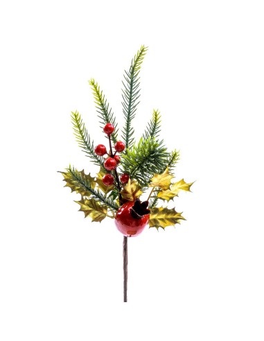 FIORI: vendita online Tralcio natalizio 40cm con bacche rosse in plastica, decorazione elegante per albero, ghirlande e tavol...