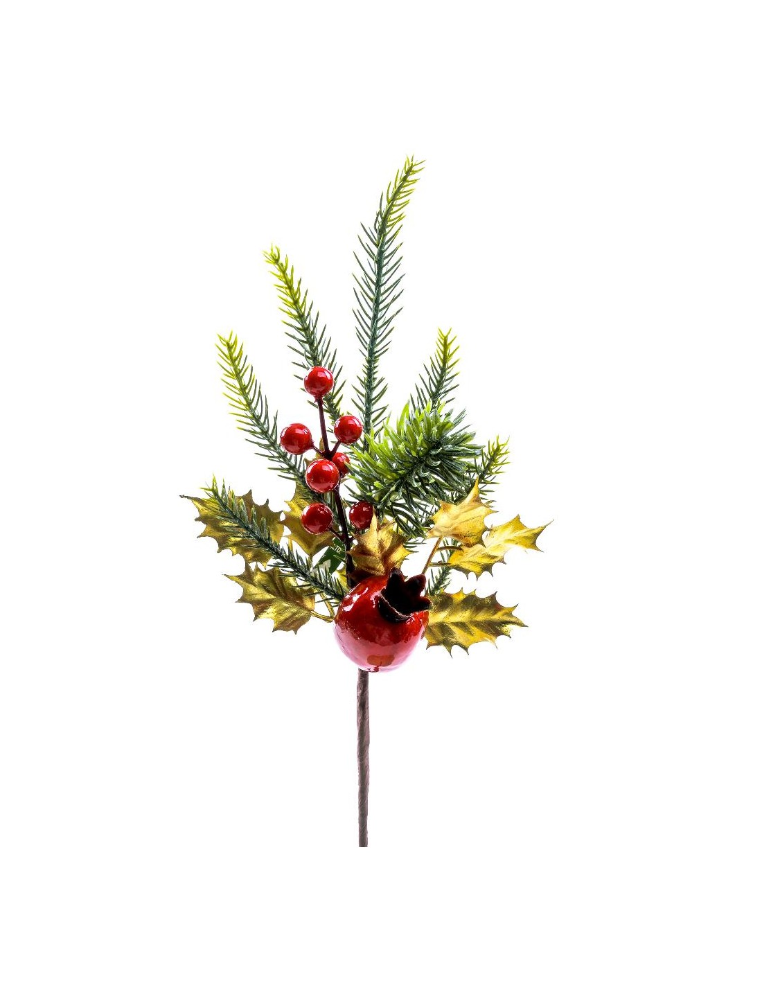 FIORI: vendita online Tralcio natalizio 40cm con bacche rosse in plastica, decorazione elegante per albero, ghirlande e tavol...