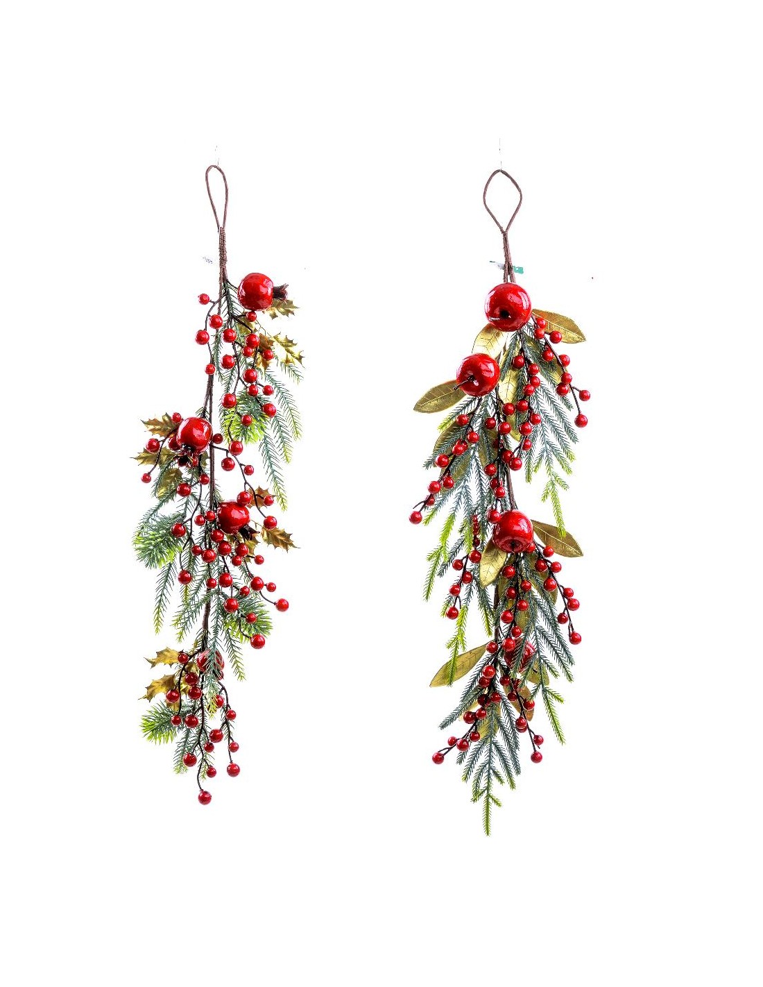 FIORI: vendita online Pendente natalizio 75cm con bacche rosse in plastica, decorazione da appendere assortita elegante in of...