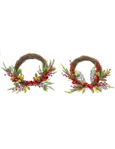 DIETROPORTA: vendita online Dietroporta natalizio corona 55x35cm con bacche in plastica assortite, decorazione elegante per i...