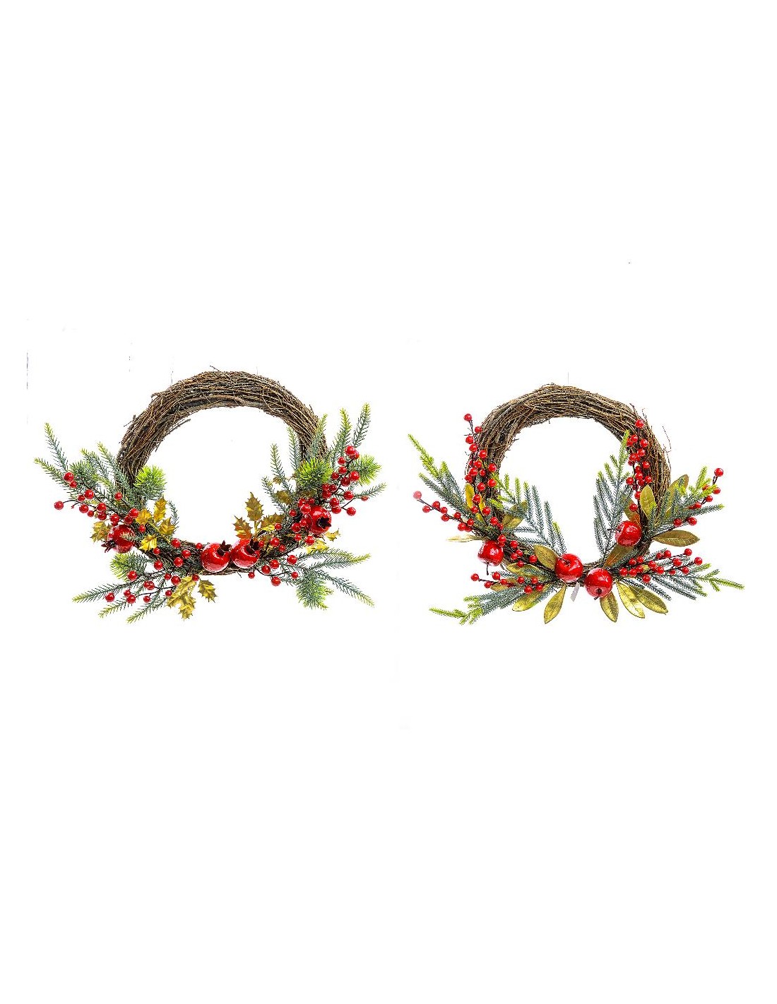 DIETROPORTA: vendita online Dietroporta natalizio corona 55x35cm con bacche in plastica assortite, decorazione elegante per i...