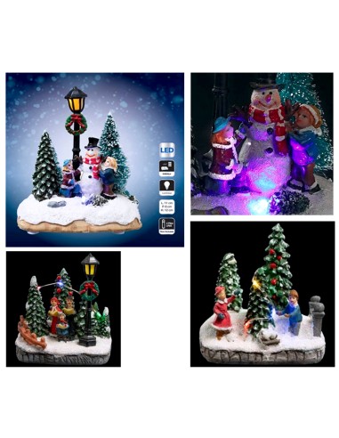 OGGETTISTICA NATALE: vendita online Decorazione paesaggio natalizio di Natale in resina assortito con luci LED - La magia di ...