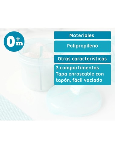 Dosatore latte in polvere girevole celeste a 3 scomparti | Shopincasa